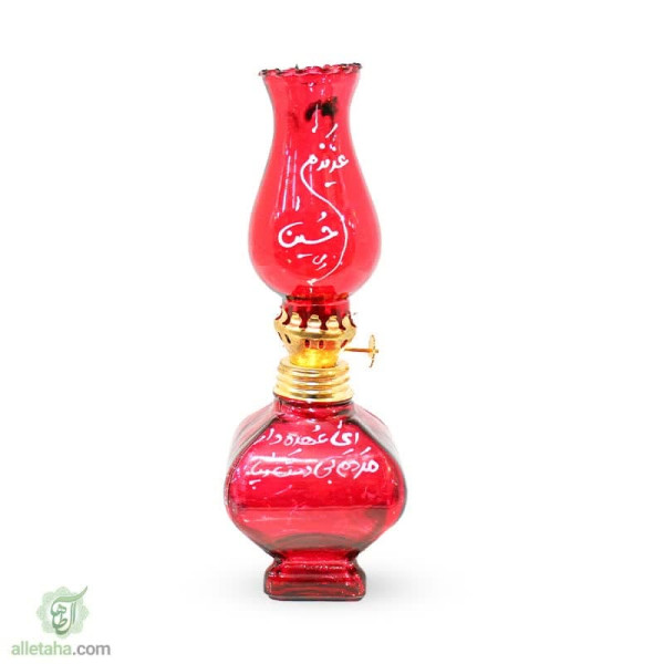 دسکتاپ چراغ نفتی گرد سوز شیشه ای قرمز